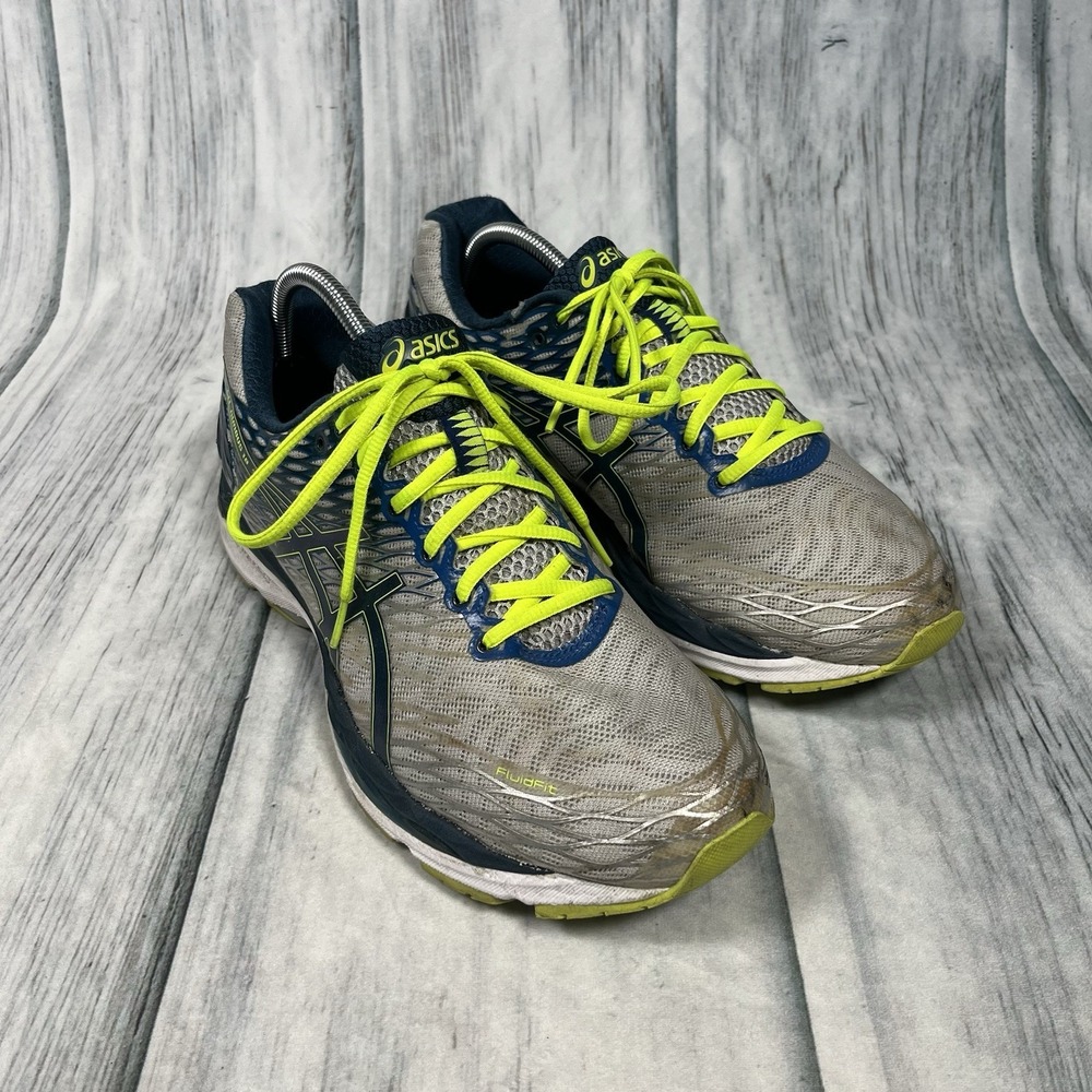 Asicsโ Gel Nimbus 18 Men's 10.5 (4E) Silver/Flash Yellow Running Shoes See Pics